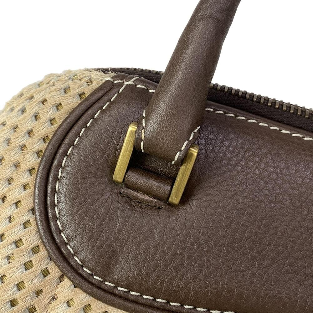 Christian Dior DIOR/ChristianDior Trailer Handbag Dark Brown Cream Unborn Calf - Picture 11 of 15